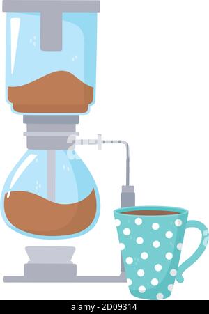 coffee brewing methods, syphon and coffee cup isolated design vector illustration Stock Vector