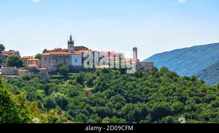 Old town of Labin on the top of the mountain in Istria, Croatia, Europe. Stock Photo
