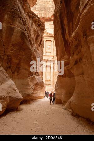 Petra, Jordan - 2019-04-21 - The Reveal is When The Treasury of Petra is First Seen. Stock Photo
