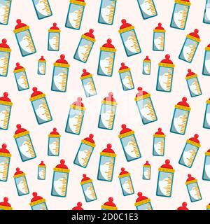 baby milk bottle seamless pattern vector illustration background Stock Vector