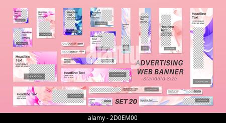 Vector background advertising banner with standard size. Graphic design templates Stock Vector
