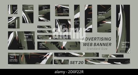 Vector background advertising banner with standard size. Graphic design templates Stock Vector