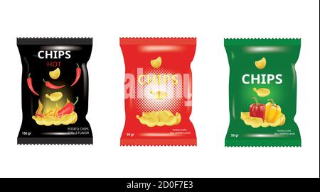 Potato chips bags. vector illustration Stock Vector