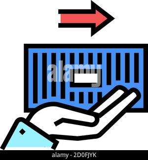 Train wagon carrying cargo container icon in simple style isolated on ...