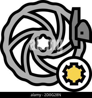 brake pads and disc brakes cleaning and adjustment color icon vector illustration Stock Vector