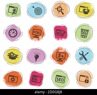 seo and development icon set Stock Vector