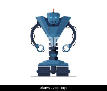 Robot detailed cartoon character. Future robotic technology concept. Friendly mechanical autonomous computer humanoid artificial intelligence assistant vector eps illustration Stock Vector