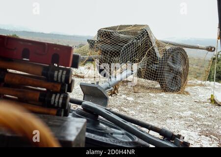 Gun artillery gun for shooting in world war Stock Photo