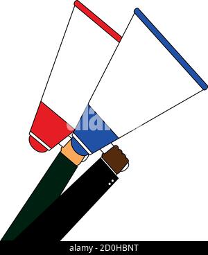 Hand holding megaphone announcement speaker Stock Vector