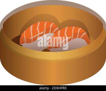 Saumon japanese food illustration on tradition asian style Stock Vector