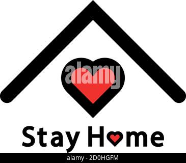 Stay home icon, heart shape love home icon logo Stock Vector