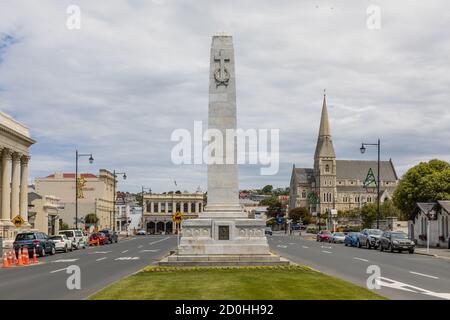 The World War Memorial in Thames Street in Oamaru, Otago, New Zealand Stock Photo