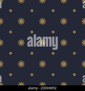 Swirl pattern. Seamless gold and navy blue ornament. 3D effect Stock Vector