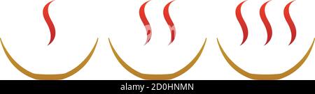 Food fire hot spicy level, noodle bowl, asian food Stock Vector