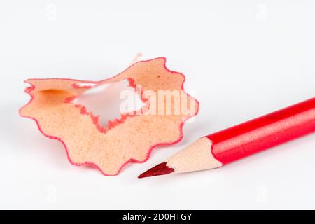 Concept art- Peeling pencil sharpener on white background Stock Photo