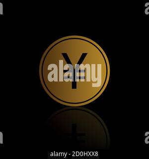 Gold yen or yuan coin isolated icon, logo Stock Vector