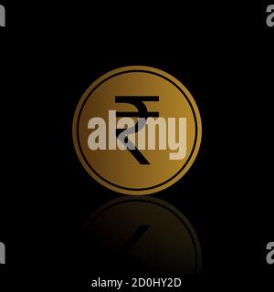 Gold rupee coin isolated icon, logo Stock Vector