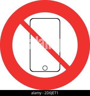 not allow, stop, red warning, prohibition, ban smartphone mobile sign icon Stock Vector