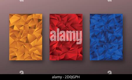 Set of background, geomatric minimal modern pattern A4 size paper , abstract gradient triangle. Stock Vector