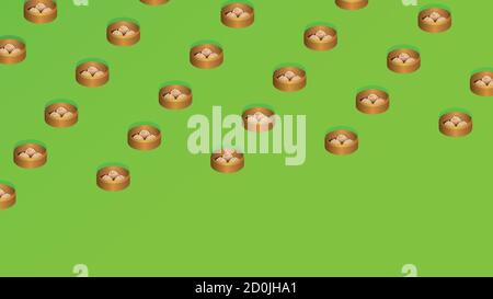 Asian dumplings food creative trendy green color tone background in pop-art style.  Abstract pattern food concept tiled and top view with place for te Stock Vector