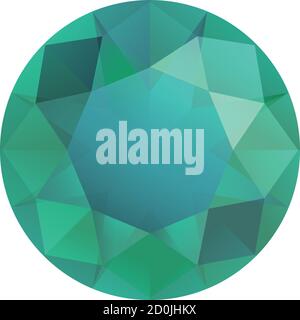 gemstone, emerald gems, diamond cut front table face of green gems Stock Vector
