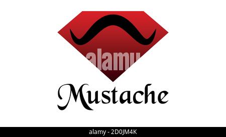 Mustache red diamond logo, gems brand Stock Vector