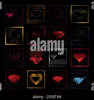 Diamond gems logo set Stock Vector