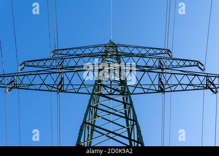 High voltage post or High voltage tower with sky background Stock Photo