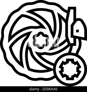 brake pads and disc brakes cleaning and adjustment line icon vector illustration Stock Vector