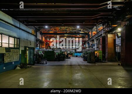 Metalworking workshop. Machine tools in pipe factory Stock Photo