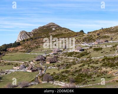 Old shepherd's huts in Asturias. Stock Photo