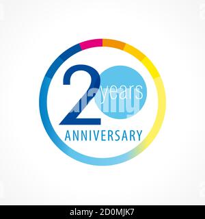 20 years old logotype. Abstract coloured abstract template medal. Greetings celebrates. Celebrating  isolated numbers 20 anniversary, symbol of age. Stock Vector
