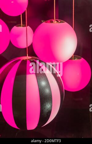 plenty pink lanterns in ball shape. Party decoration Stock Photo