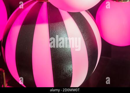 plenty pink lanterns in ball shape. Party decoration Stock Photo