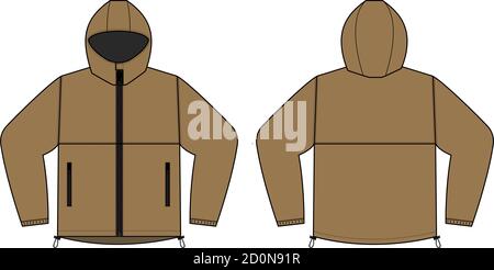 windproof hooded jacket ( parka) vector illustration / brown Stock Vector