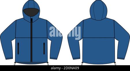 windproof hooded jacket ( parka) vector illustration / blue Stock Vector