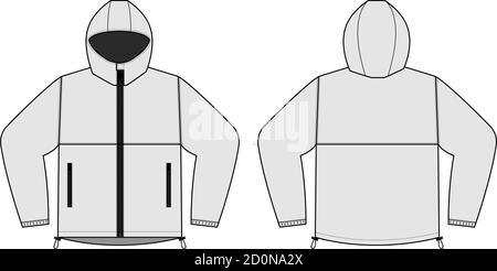 windproof hooded jacket ( parka) vector illustration / white Stock Vector