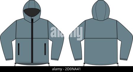 windproof hooded jacket ( parka) vector illustration / gray Stock Vector