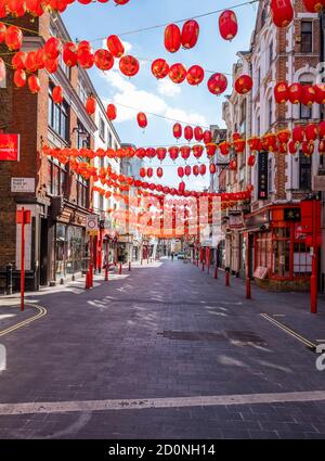 Deserted China Town in London during the pandemic lockdown. Stock Photo