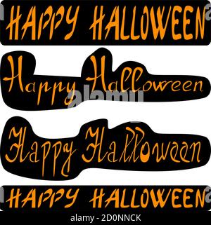 Happy Halloween. Set of lettering. Text for Halloween stickers, design. Vector Stock Vector