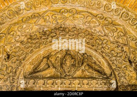 The roof of the entrance porch into Malmesbury Abbey, in Malmesbury, Wiltshire, England Stock Photo