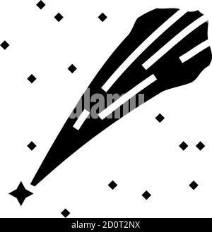 Comet glyph icon. Falling star. Meteor, asteroid. Bright celestial ...