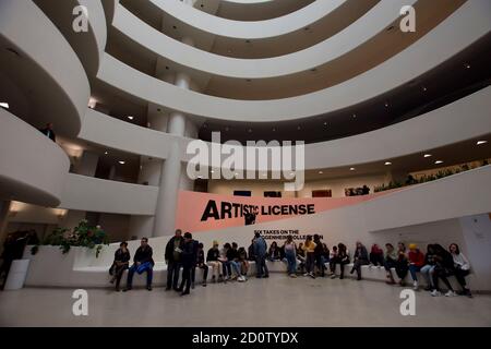 New York, United States of America - December 8, 2019. Interior of the famous Guggenheim Museum in the 5th Avenue in New York City. Stock Photo