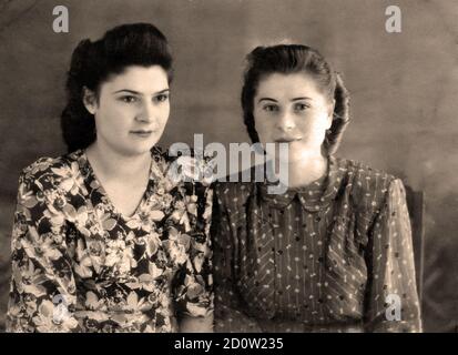 Two young women in the Studio . Stock Photo