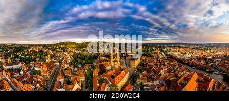 Aerial view, Bamberg Cathedral with new residence, Bamberg, Upper Franconia, Bavaria, Germany, Europe Stock Photo