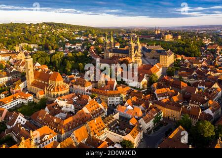 Aerial view, Bamberg Cathedral with new residence, Bamberg, Upper Franconia, Bavaria, Germany, Europe Stock Photo