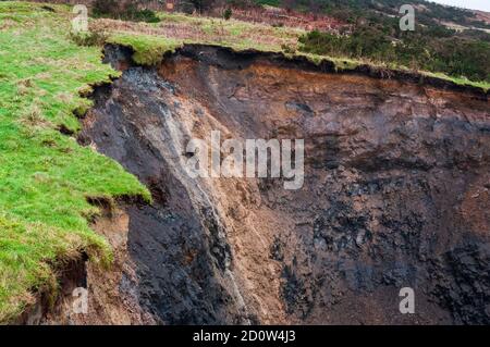 Massive sinkhole caused by a collapse of shale overburden into deep mine workings underground, in 2013 at Foolow near Eyam in Derbyshire. Stock Photo