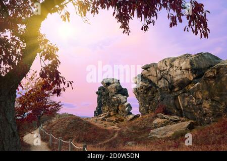 Teufelsmauer, Devil's Wall, rock formation in Saxony-Anhalt, Harz mountains, Germany. Stock Photo