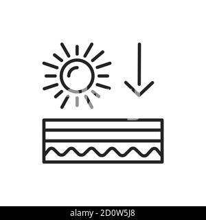 Uvb and uva influence black line icon. Skin layer.  Stock Vector