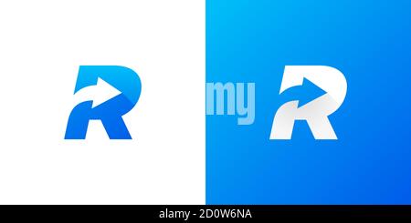Letter R with Arrow . Letter R arrow logo design . vector illustration eps10 Stock Vector